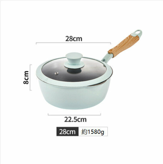 New multifunctional frying pan (28cm mint green, with silicone lid)