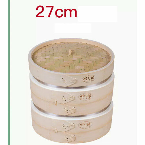 新款鋁邊竹蒸屜竹蒸籠（27cm2籠1蓋【加深鋁邊】送加高圈）
