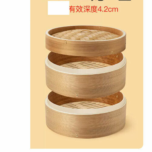 新款竹蒸屜竹蒸籠（15釐米 常規 【2籠1蓋+2蒸布】）