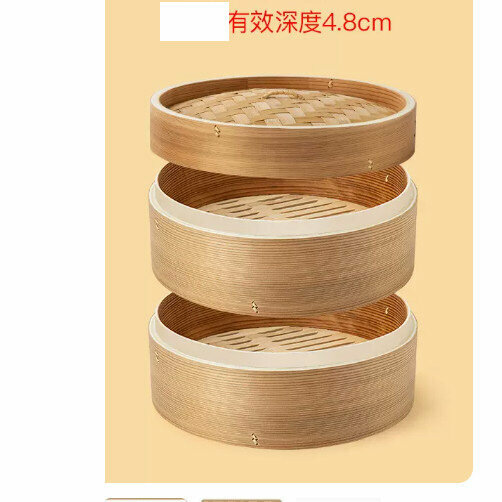 新款竹蒸屜竹蒸籠（18釐米 常規 【2籠1蓋+2蒸布】）