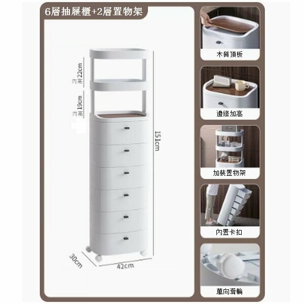 Hot selling drawer type household sandwich plastic storage cabinet [white 6 layers + 2 layers storage rack]