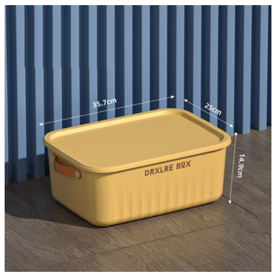 Hot Selling Desktop Plastic Storage Box (Tall Medium Size - Lemon Yellow - Upgraded with Portable)