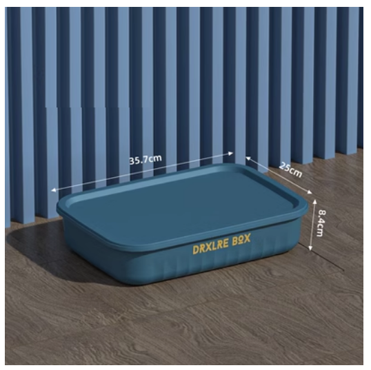 Hot selling desktop plastic storage box (flat medium size - peacock blue)