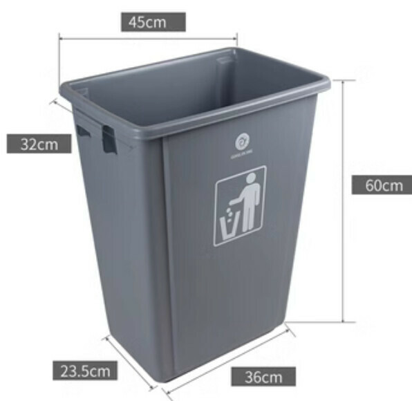 Hot selling household kitchen lidless trash can (60 liters - gray)