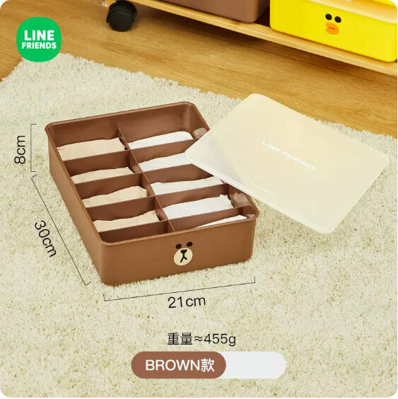Hot-selling storage box for personal clothing with compartments (BROWN model 10 compartments [covered/transparent and visible])