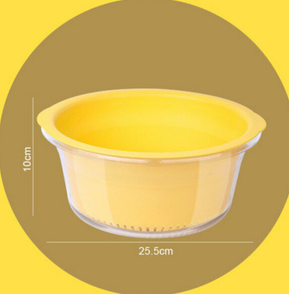 Hot selling round double layer vegetable washing and draining basket (small size - yellow)