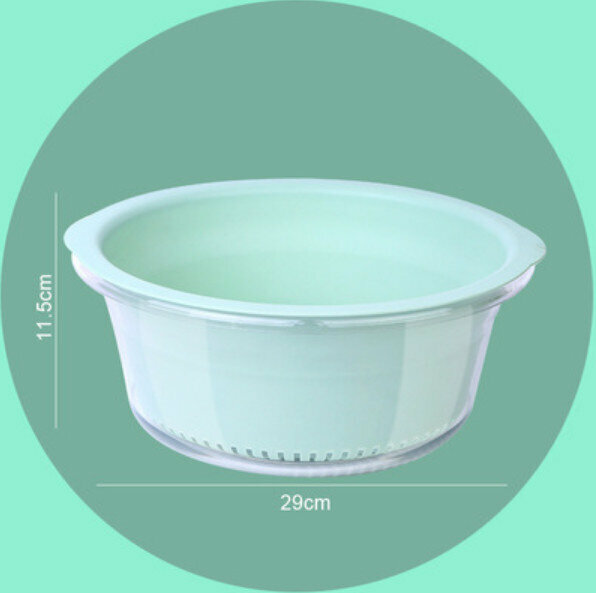 Hot selling round double layer vegetable washing and draining basket (medium size - light green)