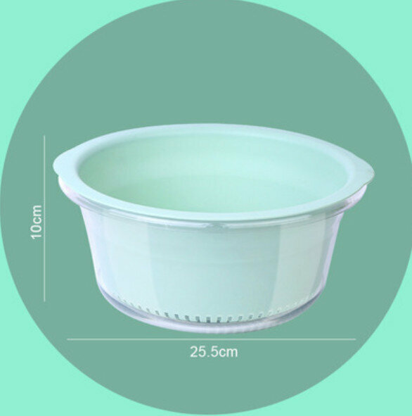 Hot selling round double layer vegetable washing and draining basket (small size - light green)