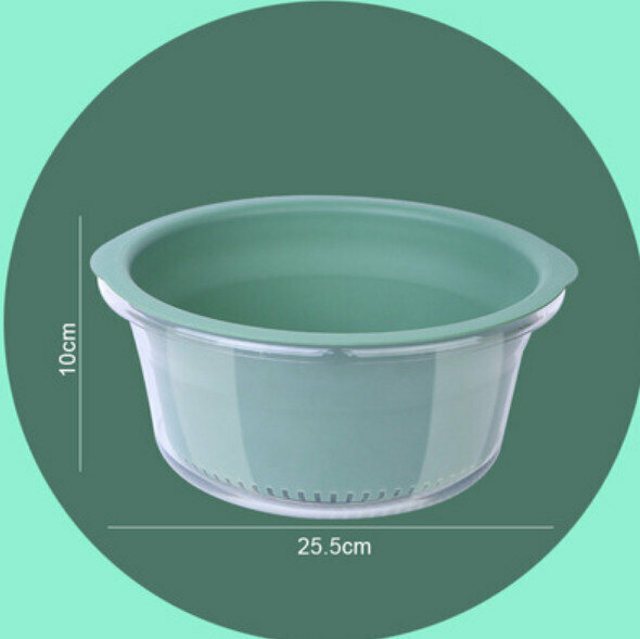 Hot selling round double layer vegetable washing and draining basket (small size - dark green)