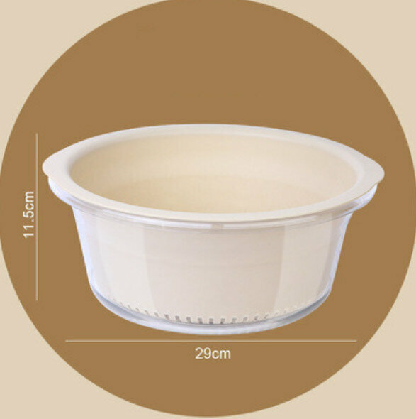 Hot selling round double layer vegetable washing and draining basket (medium size - khaki)