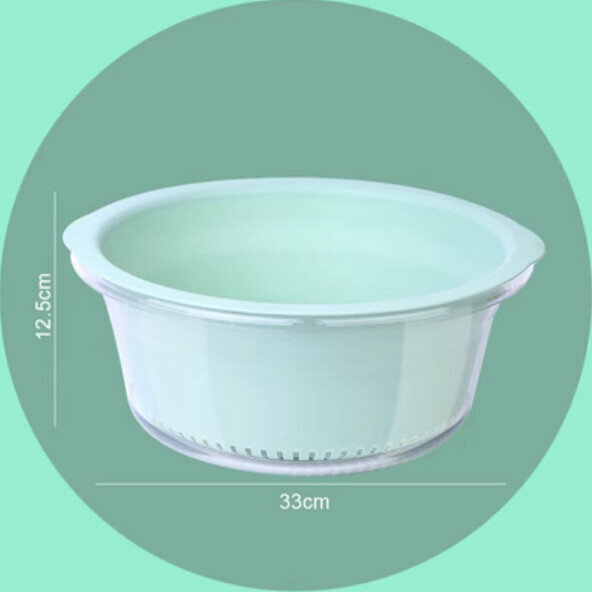Hot selling round double layer vegetable washing and draining basket (large size - light green)