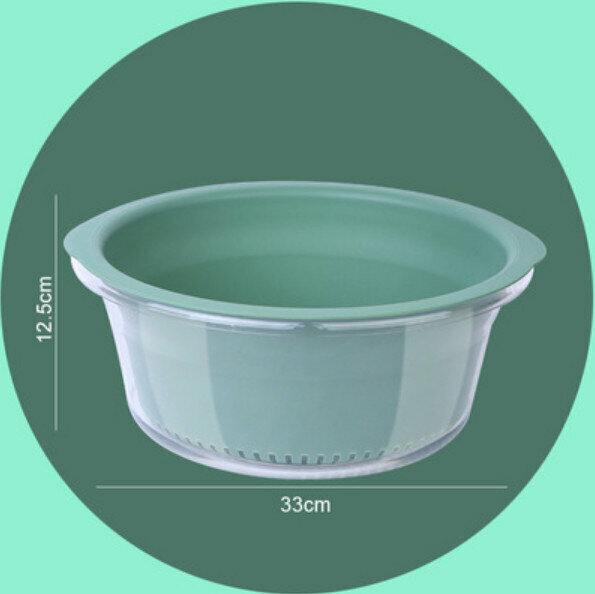 Hot selling round double layer vegetable washing and draining basket (large size - dark green)