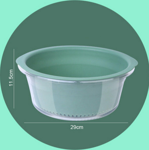 Hot selling round double layer vegetable washing and draining basket (medium size - dark green)