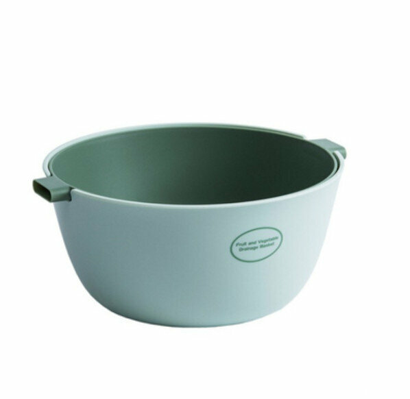 Hot selling double-layer plastic fruit and vegetable basin drain basket [O style green small size] [Specification: 22.5*10.1*20.3cm]