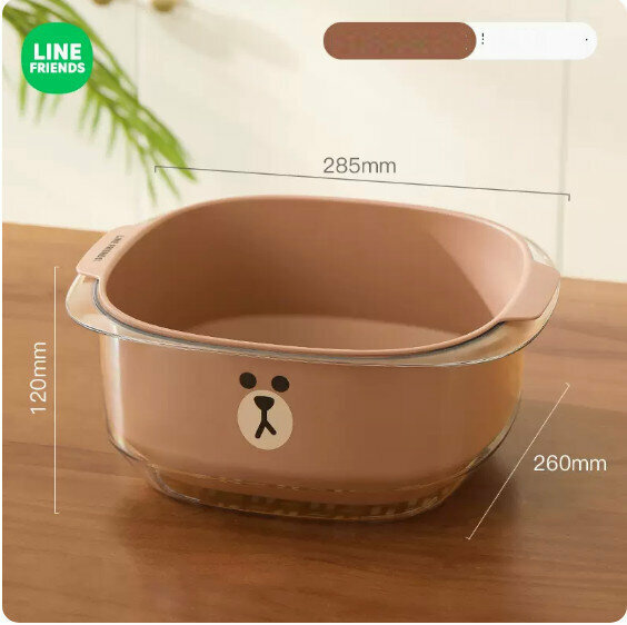 Popular kitchen double-layer vegetable washing and draining basket ([Upgraded and thickened to large size] BROWN model)