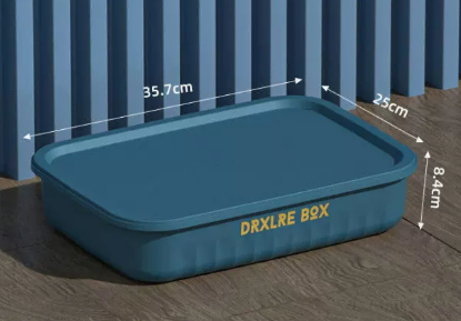 Popular household clothing plastic storage box (flat medium size - peacock blue) (size: 35.7*25*8.4CM)