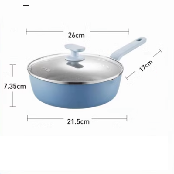 Popular frying pan (blue gray deep frying pan 26CM_with lid)
