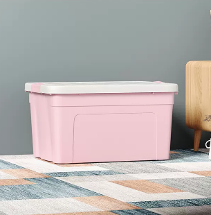 Popular thickened plastic clothing and toy storage box (Nordic pink) (size: 90L - length 48 width 36.5 height 28CM)
