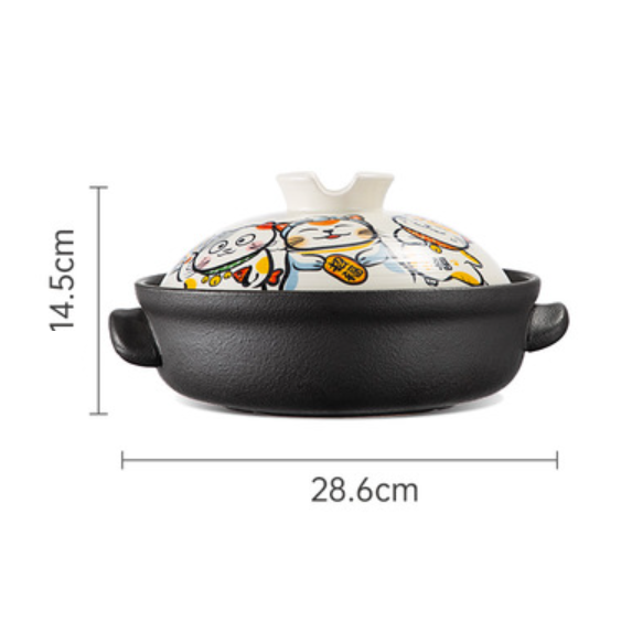 Popular ceramic casserole (Japanese-style lucky cat pot 1.5 liters)