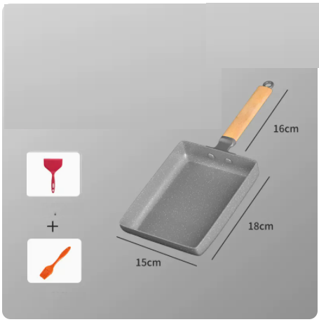 Popular non-stick medical stone pan square small frying pan with silicone spatula oil brush suitable for induction cooker (starry sky gray)