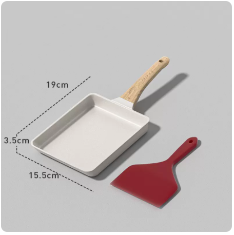 Popular non-stick medical stone pan square small frying pan with silicone spatula suitable for induction cooker (starry sky gray)