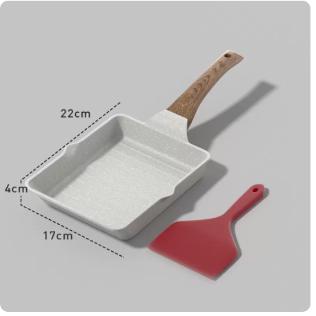 Popular non-stick medical stone pan square small frying pan with silicone spatula suitable for induction cooker (starry sky gray)