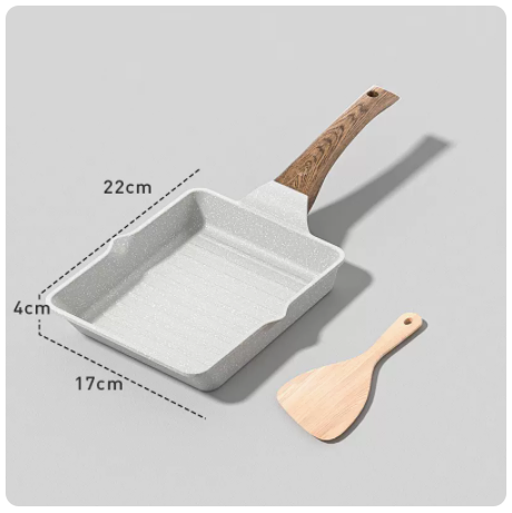 Popular non-stick medical stone pan square small frying pan with wooden spatula suitable for induction cooker (starry sky gray)