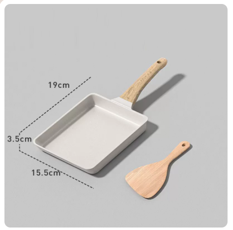 Popular steak frying pan wheat rice stone non-stick pan with wooden spatula suitable for induction cooker (light gray)