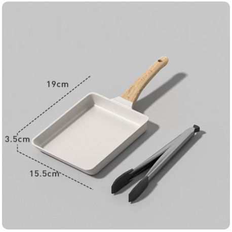 Popular steak frying pan wheat rice stone non-stick pan plus steak clip suitable for induction cooker (light gray)