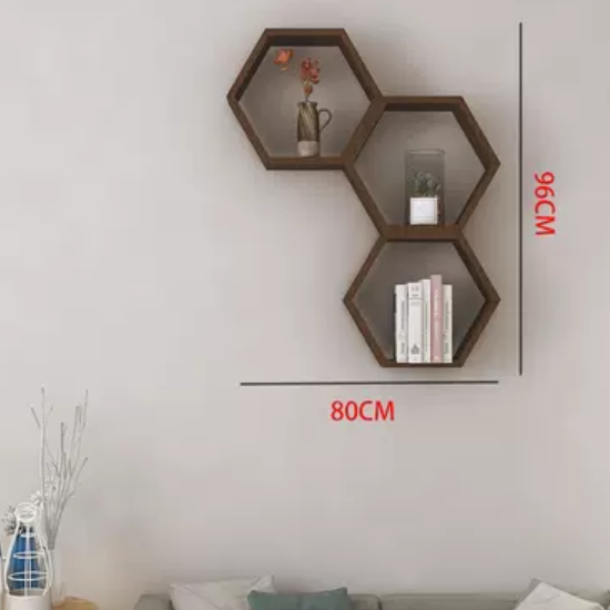 Popular creative hexagonal honeycomb storage rack (wood color C)