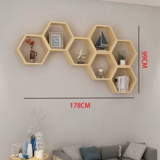 Popular creative hexagonal honeycomb storage rack (walnut color C)