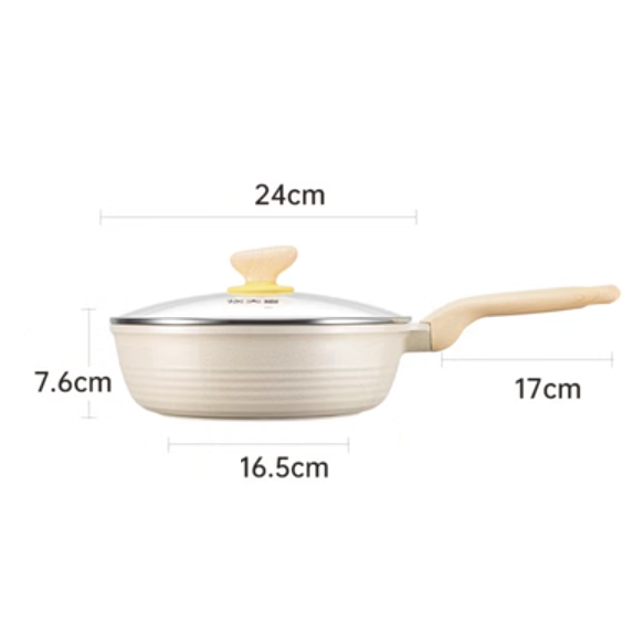Popular frying pan (Dabai poly-oil deep frying pan_24CM with lid)