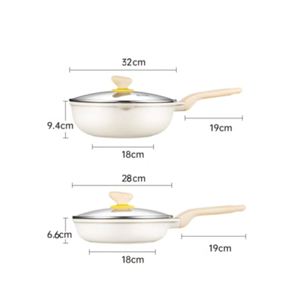 Popular frying pan (two-piece set [Dabai wok 32CM + frying pan 28CM)