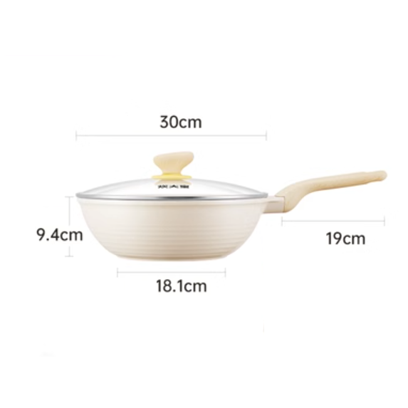 Popular frying pan (Dabai poly-oil deep frying pan_30CM with lid)