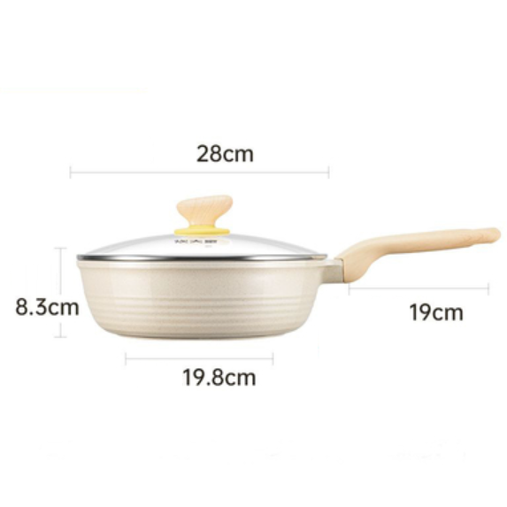 Popular frying pan (Dabai poly-oil deep frying pan_28CM with lid)