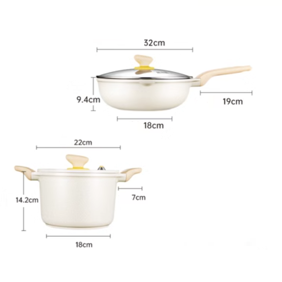 Popular non-stick pan set (two pieces [wok 32CM + soup pot 22CM])