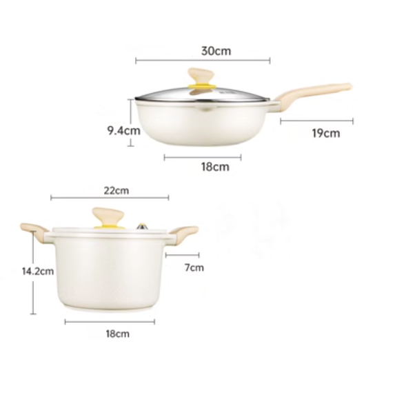 Popular non-stick pan set (two pieces [wok 30CM + soup pot 22CM])