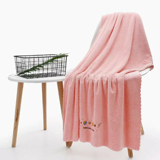Popular bath towel [Planet pink 70*140cm (adult and child style/super soft, quick-drying and skin-friendly)]