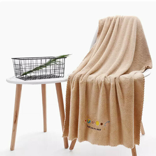 Popular bath towel [Planet light coffee color 70*140cm (adult and child style/super soft, quick-drying and skin-friendly)]