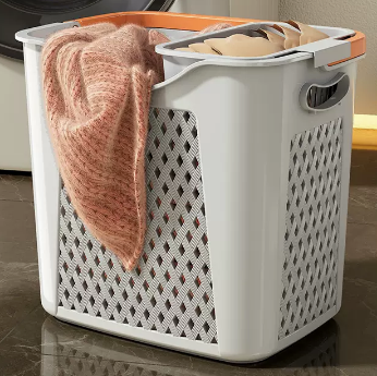 New household hollow dirty clothes storage basket shelf storage rack (modern gray-large dirty clothes basket + underwear basket) (size: 38*30*36CM)