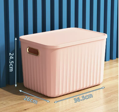 New household plastic sundry storage box (pink) (size: 24.5*26*36.5CM)