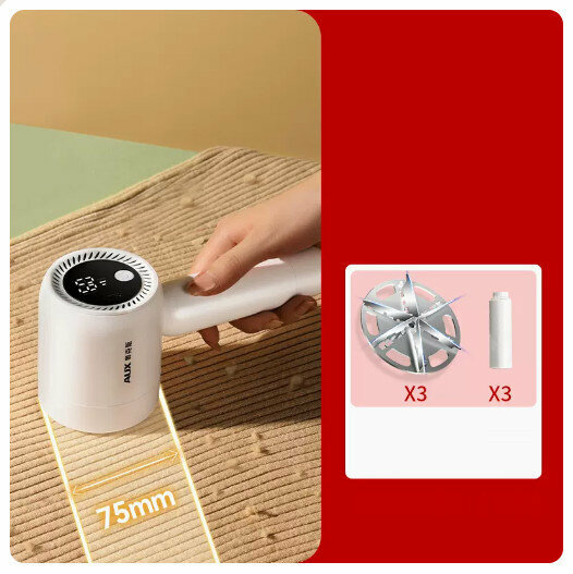 New style clothes hair ball trimmer [Light luxury white flagship, large screen, long battery life + 2 spare blades + 2 built-in hair stickers]