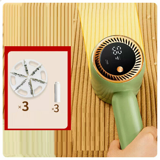New clothes hair ball trimmer [butter green flagship, large screen, long battery life + 2 spare blades + 2 built-in hair sticks]
