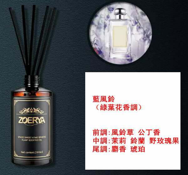 新款260ml大瓶高級香薰精油-藍風鈴（綠葉花香調）【贈分裝瓶】