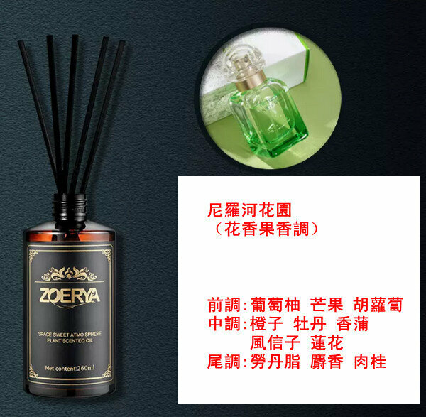 新款高級香薰精油-260ml-尼羅河花園（花香果香調）【贈分裝瓶】