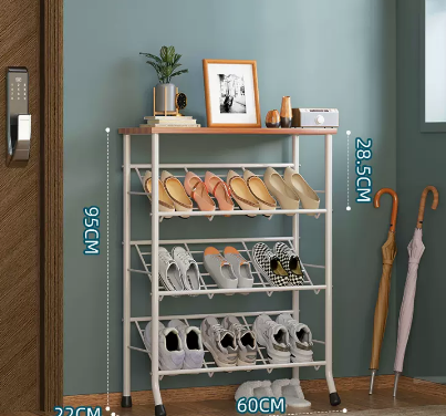 New multifunctional simple multi-layer shoe rack (ivory white 4 layers) (size: 60*22*95CM)