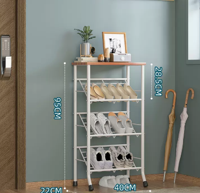 New multifunctional simple multi-layer shoe rack (ivory white 4 layers) (size: 40*22*95CM)