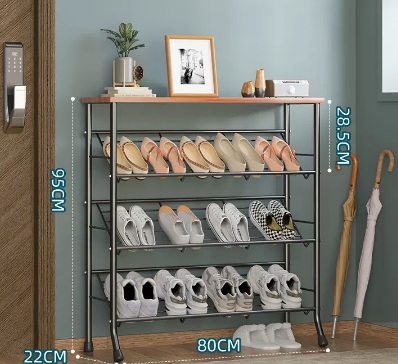 New multifunctional simple multi-layer shoe rack (elegant black 4 layers) (size: 80*22*95CM)