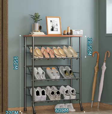 New multifunctional simple multi-layer shoe rack (elegant black 4 layers) (size: 60*22*95CM)