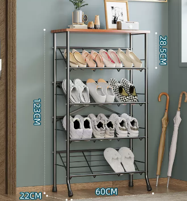 New multifunctional simple multi-layer shoe rack (elegant black 5 layers) (size: 60*22*123CM)